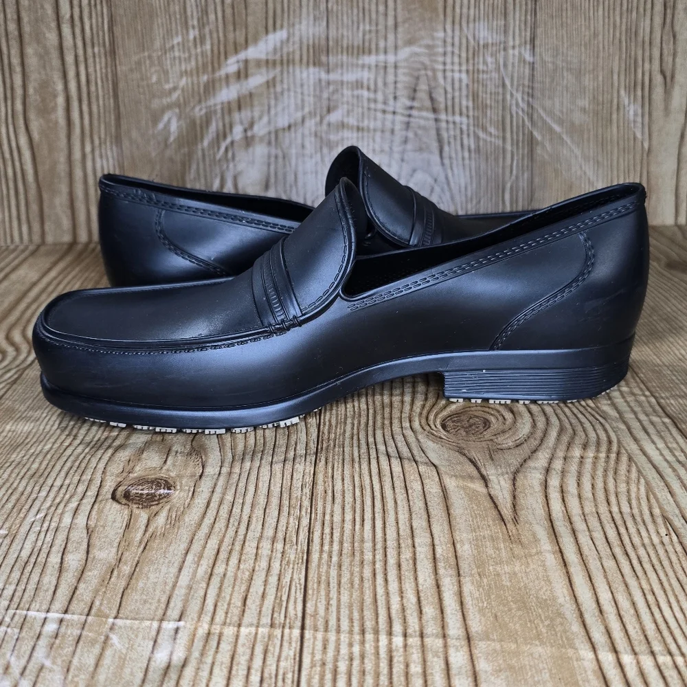 Men's Sticky Shoes Social Man Black Food Service‎ Shoes Size 9.5
